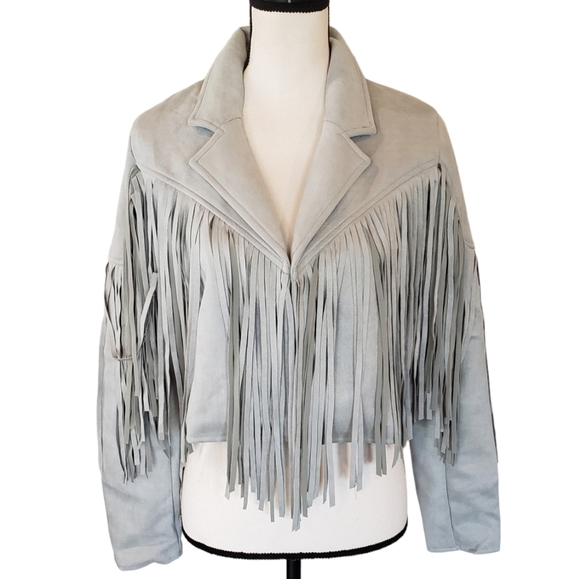 Vici Walford Fringe Faux Suede Crop Jacket - Picture 4 of 8